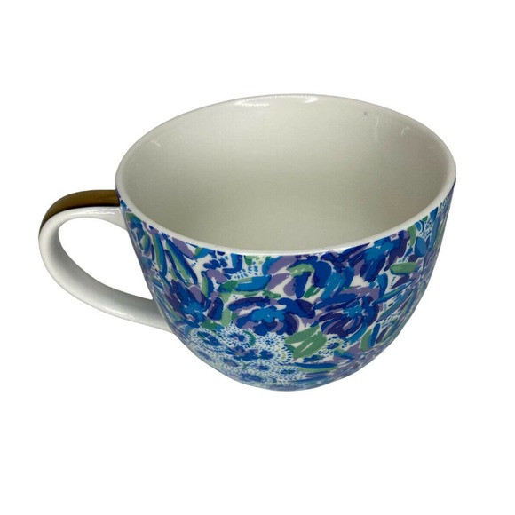 Lily Pulitzer Floral Gold Trim Ceramic Mug Cup - Picture 2 of 5